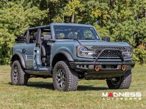 Ford Bronco Front Bumper Guard - Safari Bar - OE Modular Bumper - Rough Country - w/ 4x 3in Osram Wide Angle Lights Ford Bronco Front Bumper Guard - Safari Bar - OE Modular Bumper - Rough Country - w/ 4x 3in Osram Wide Angle Lights